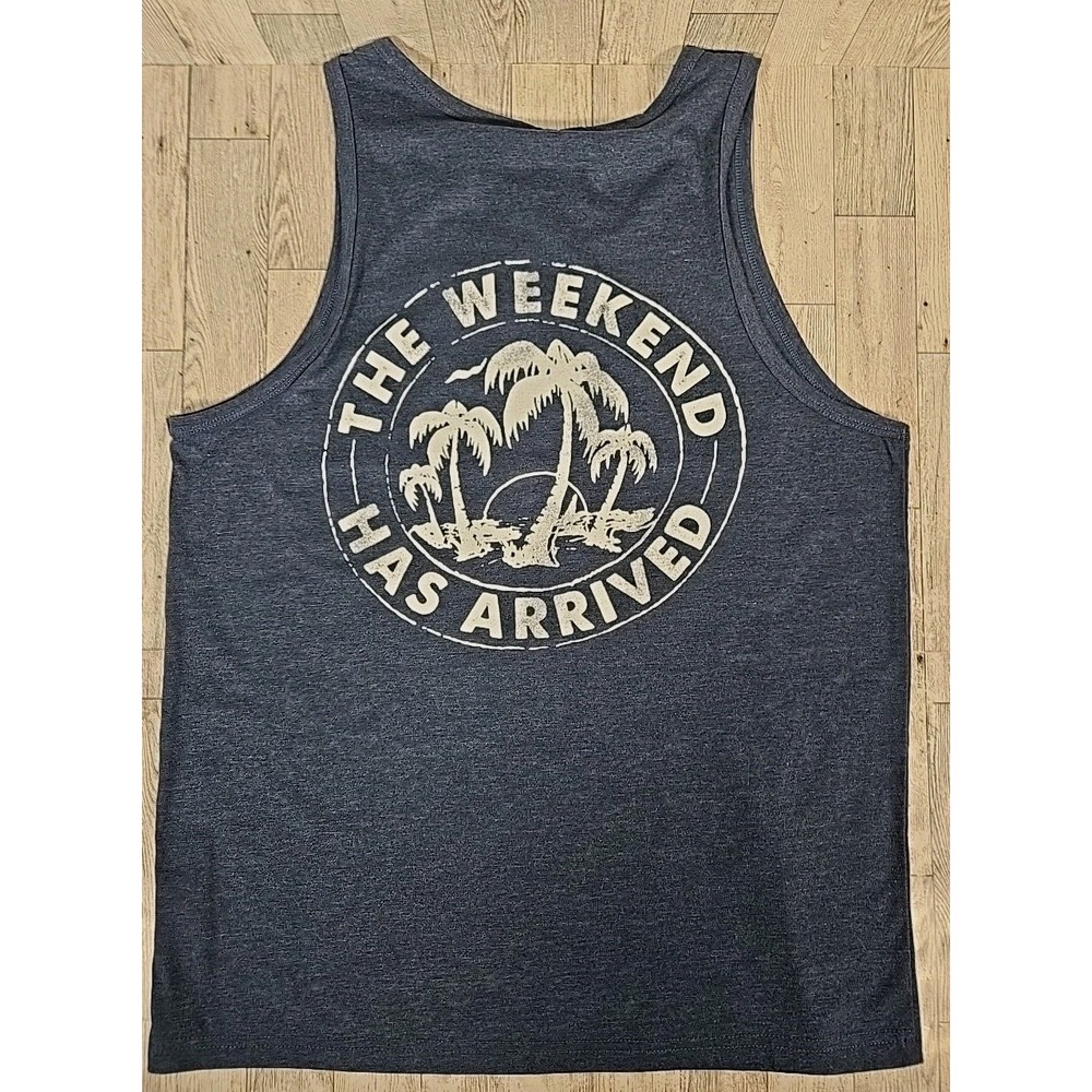 Chubbies Tank Top SMALL Mens The Relaxer Blue Heathered Palm Trees NEW